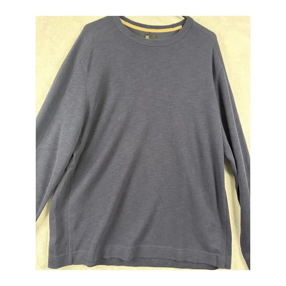 Banana Republic Men's Slub Double-Knit Navy Crew Neck Sweater – Size XL